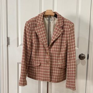 Talbots Womens Pink Tweed Blazer Jacket